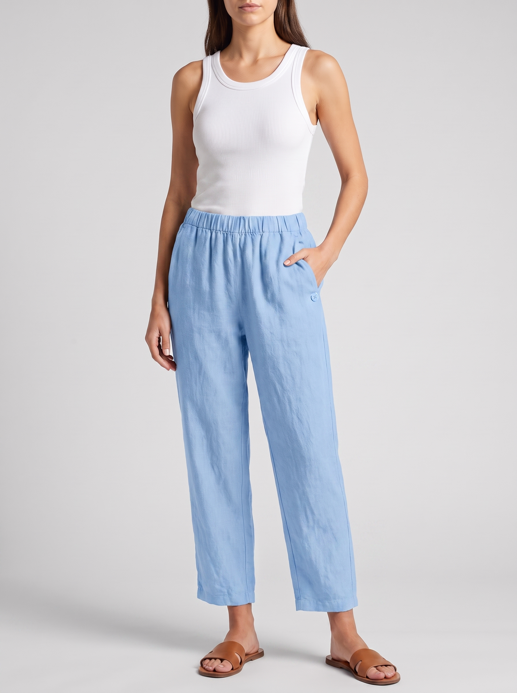 Women's Casual Straight Trousers With Pockets