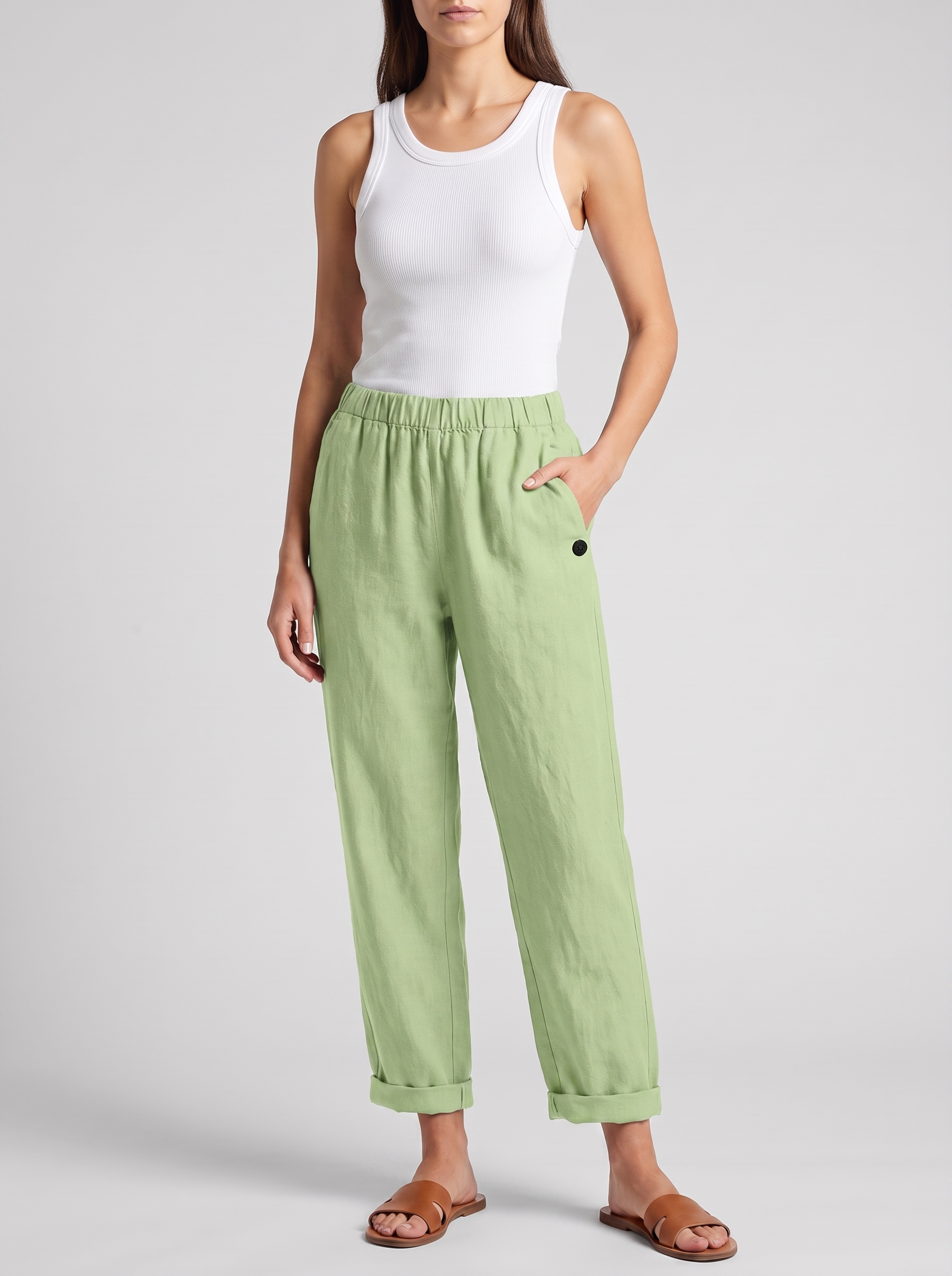 Women's Casual Straight Trousers With Pockets