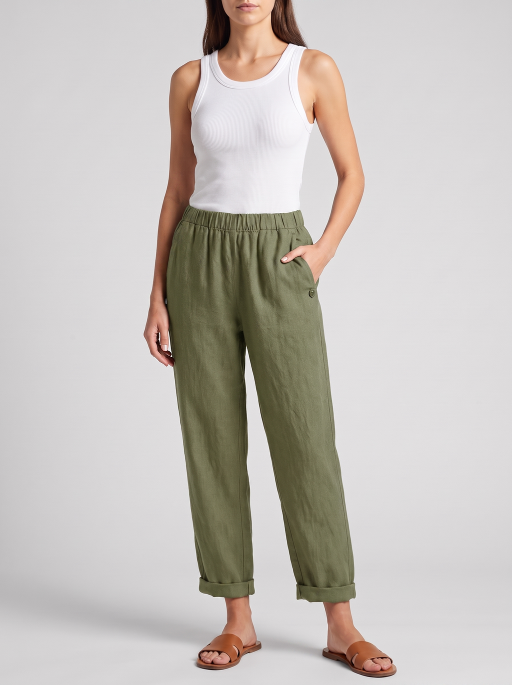 Women's Casual Straight Trousers With Pockets