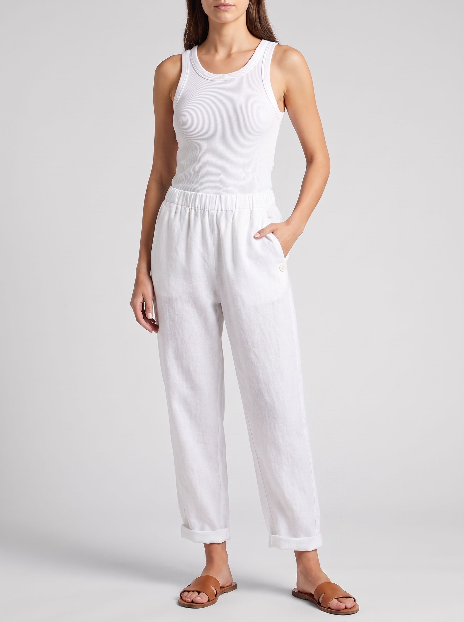 Women's Casual Straight Trousers With Pockets