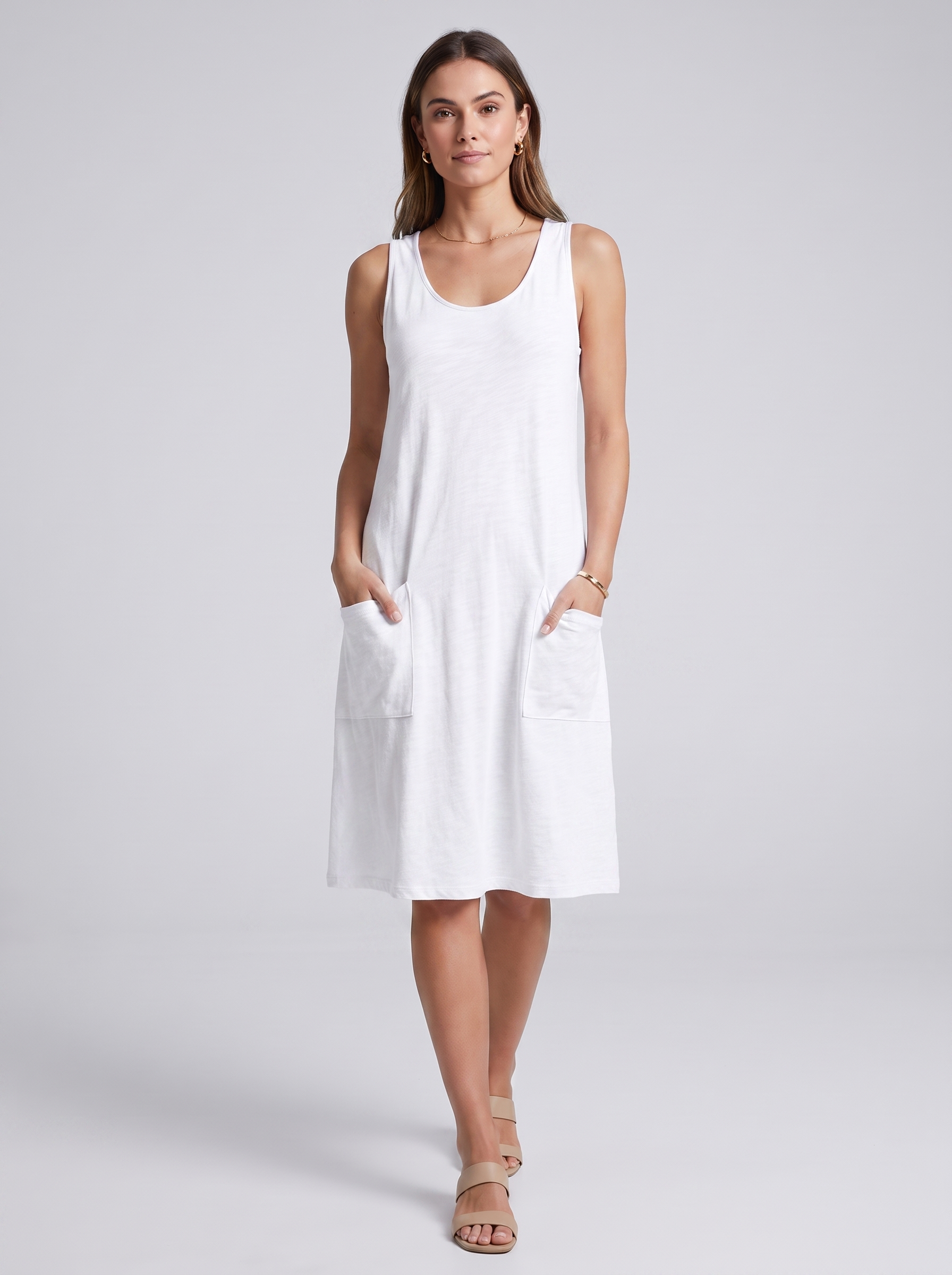 Women's Sleeveless Knitted Vest Dress with Pockets