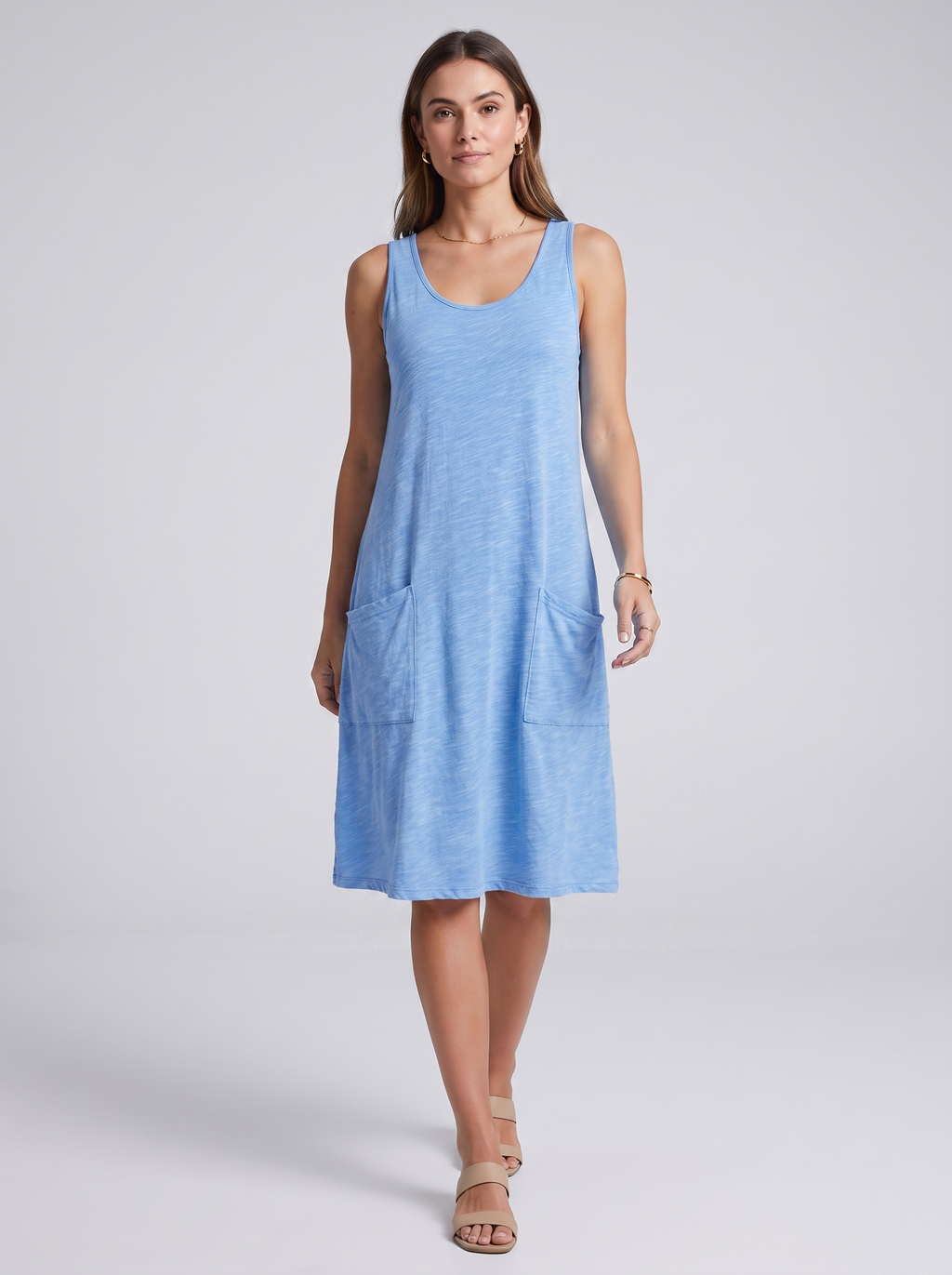 Women's Sleeveless Knitted Vest Dress with Pockets