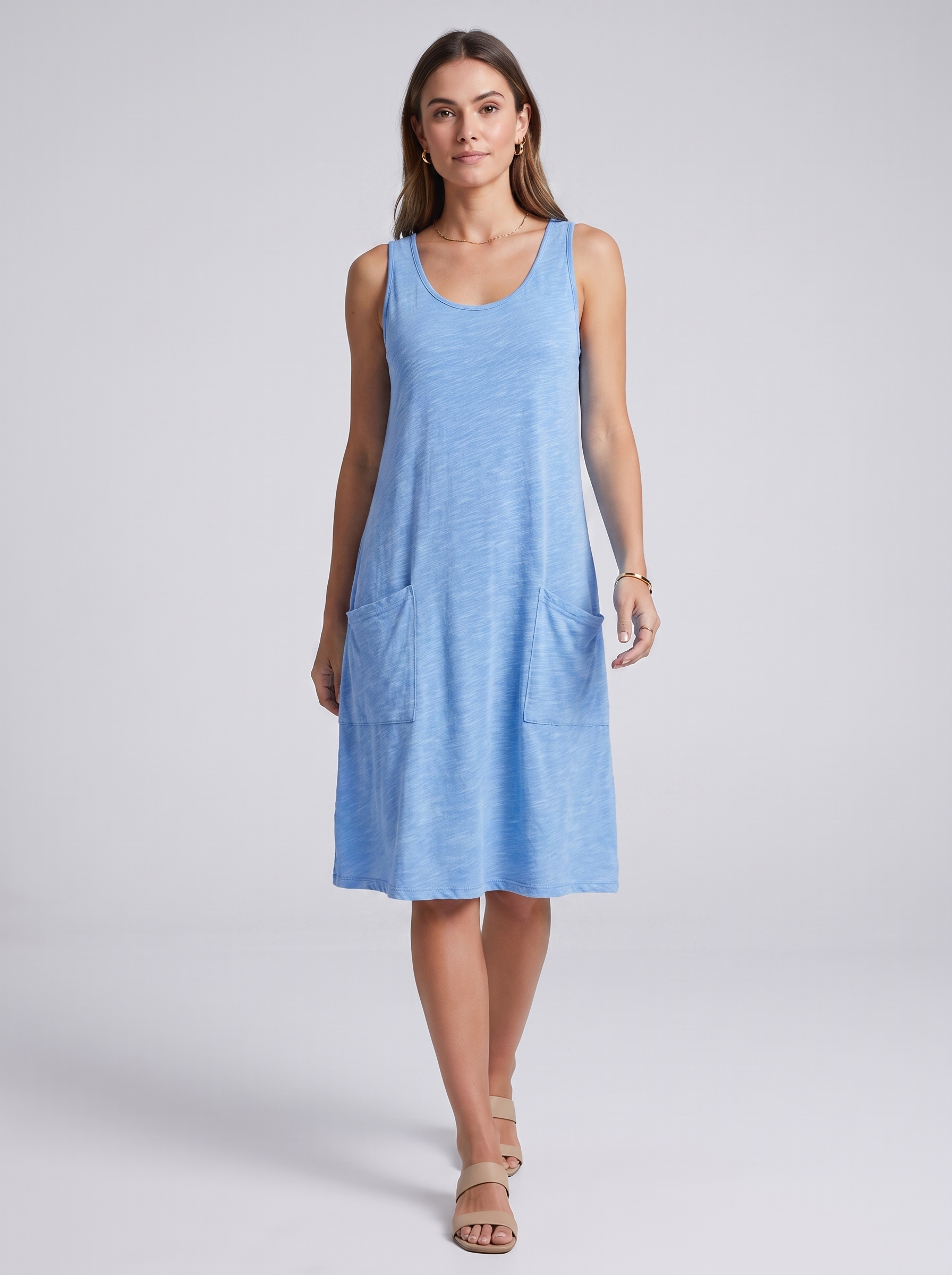 Women's Sleeveless Knitted Vest Dress with Pockets