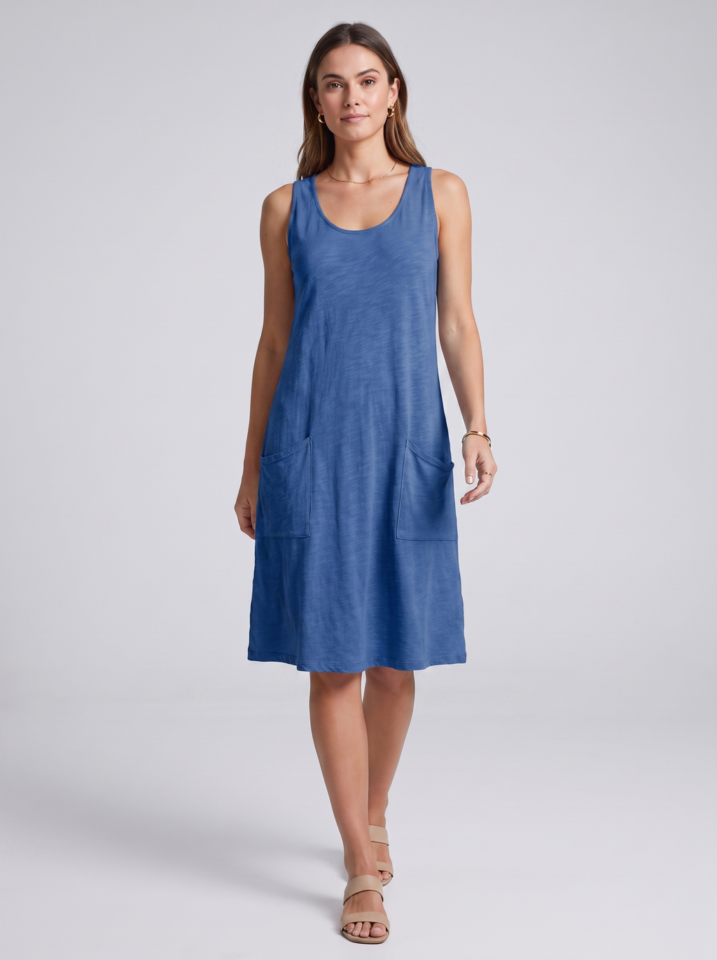 Women's Sleeveless Knitted Vest Dress with Pockets