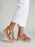 Women's Buckle Wedge Sandals with Hollow Fish Mouth Design