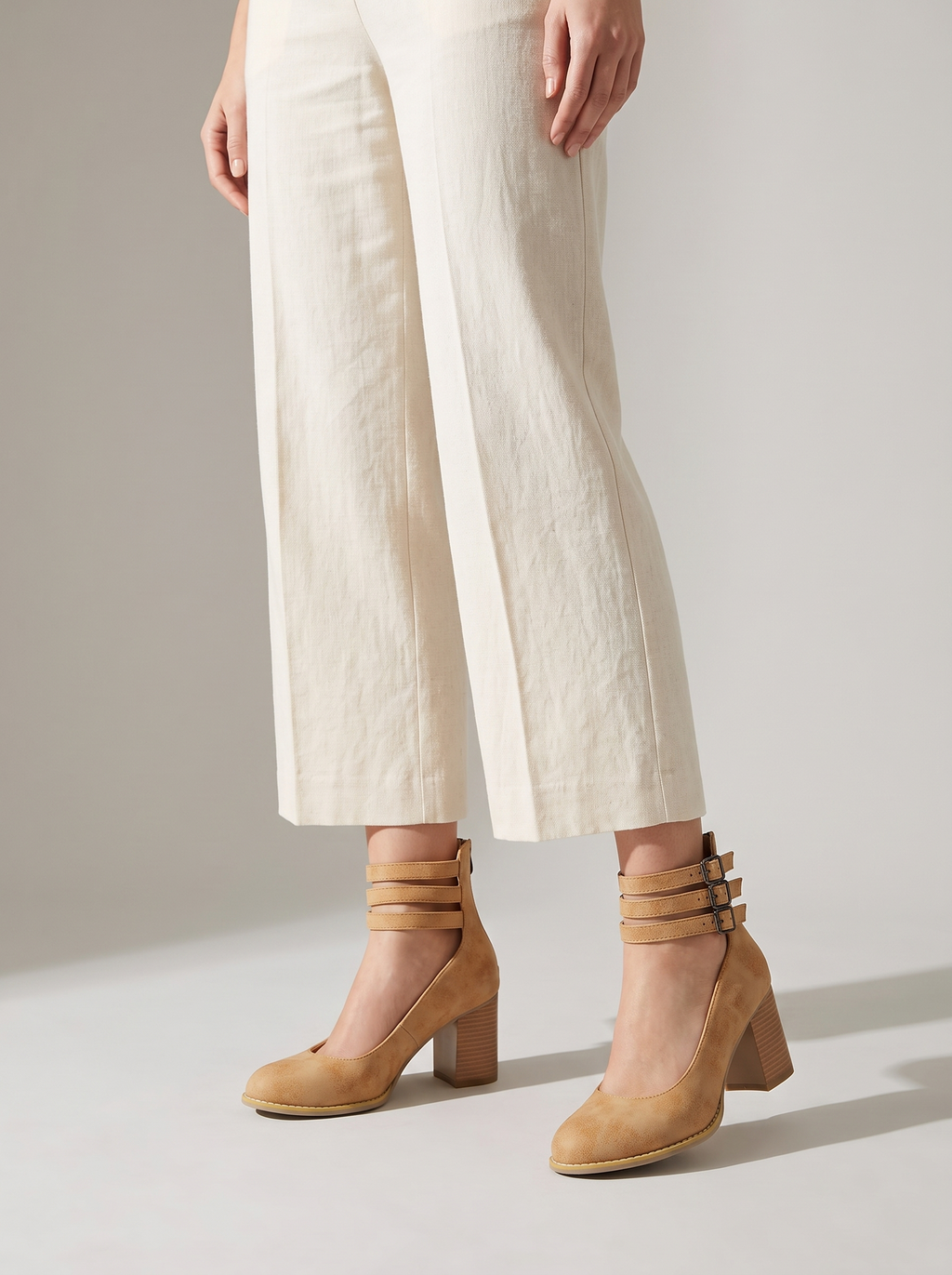 Women's High-Heel Low-Top Buckle Shoes with Crocodile Pattern