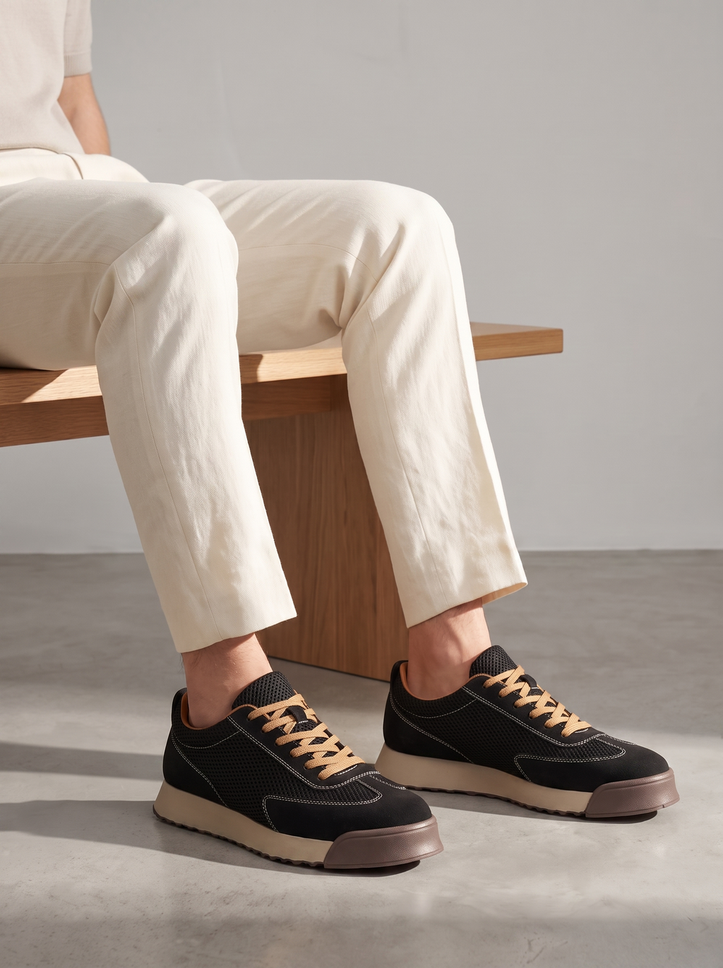 Men's Retro Sneakers - Thick Sole Trainers