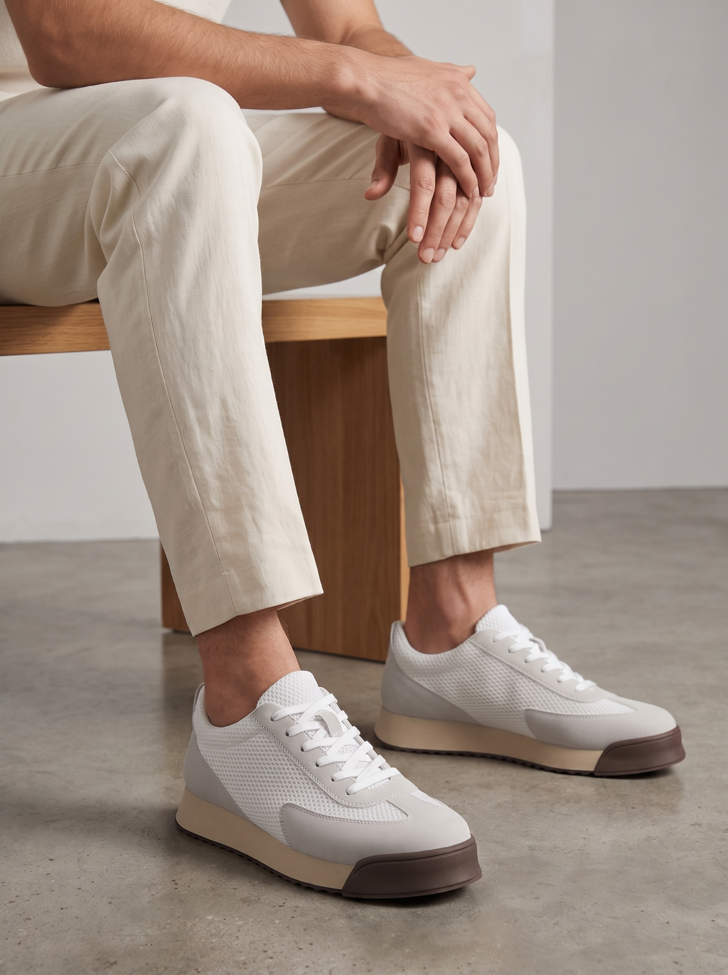 Men's Retro Sneakers - Thick Sole Trainers