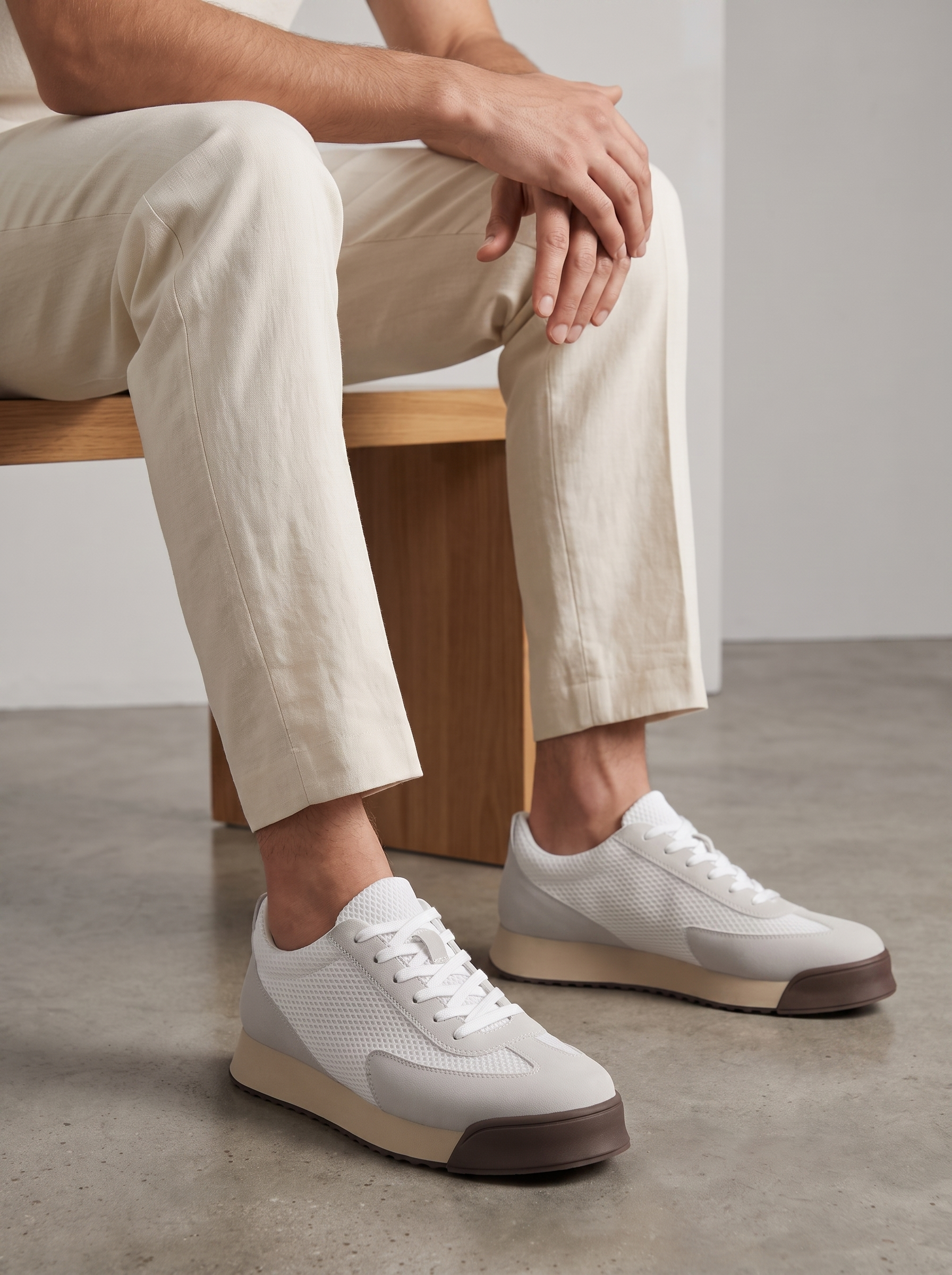 Men's Retro Sneakers - Thick Sole Trainers