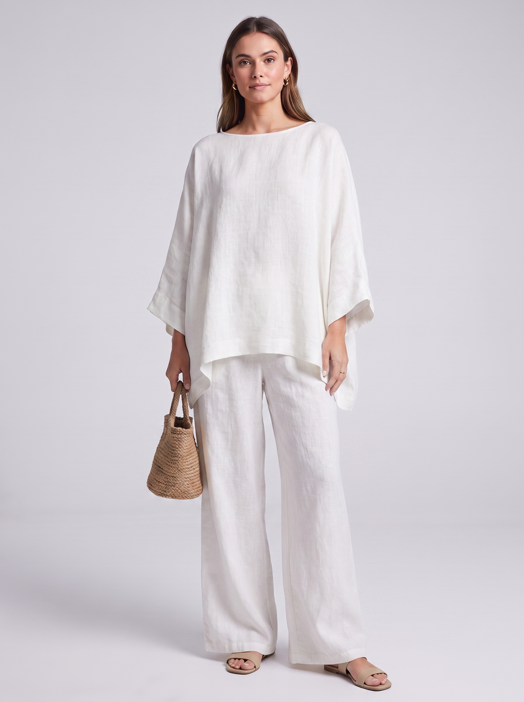 Women's Loungewear Set - Long Sleeve Top & Wide-Leg Trousers