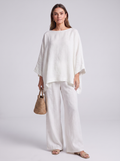 Women's Loungewear Set - Long Sleeve Top & Wide-Leg Trousers