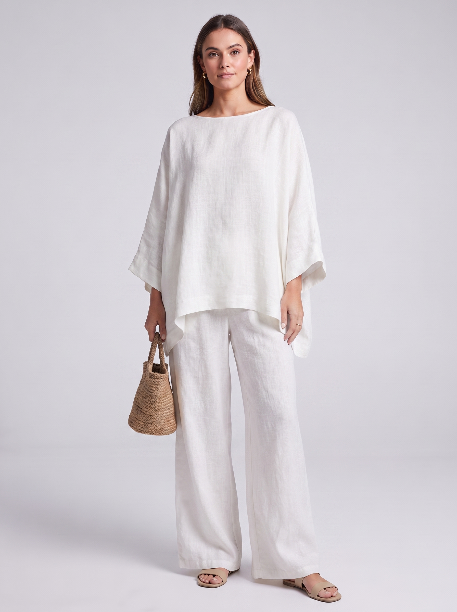 Women's Loungewear Set - Long Sleeve Top & Wide-Leg Trousers