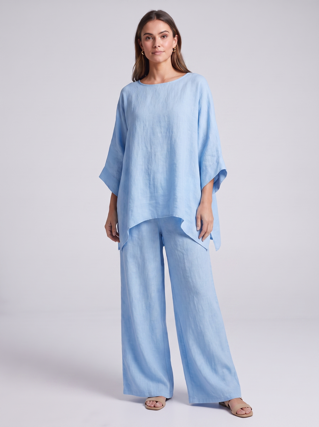 Women's Loungewear Set - Long Sleeve Top & Wide-Leg Trousers