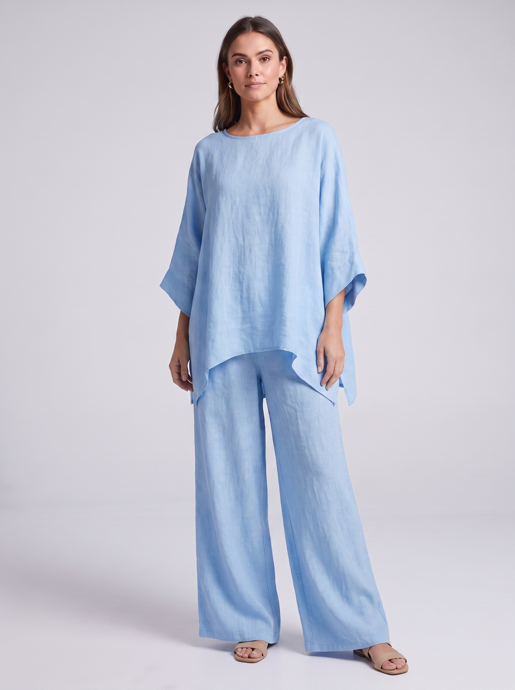 Women's Loungewear Set - Long Sleeve Top & Wide-Leg Trousers