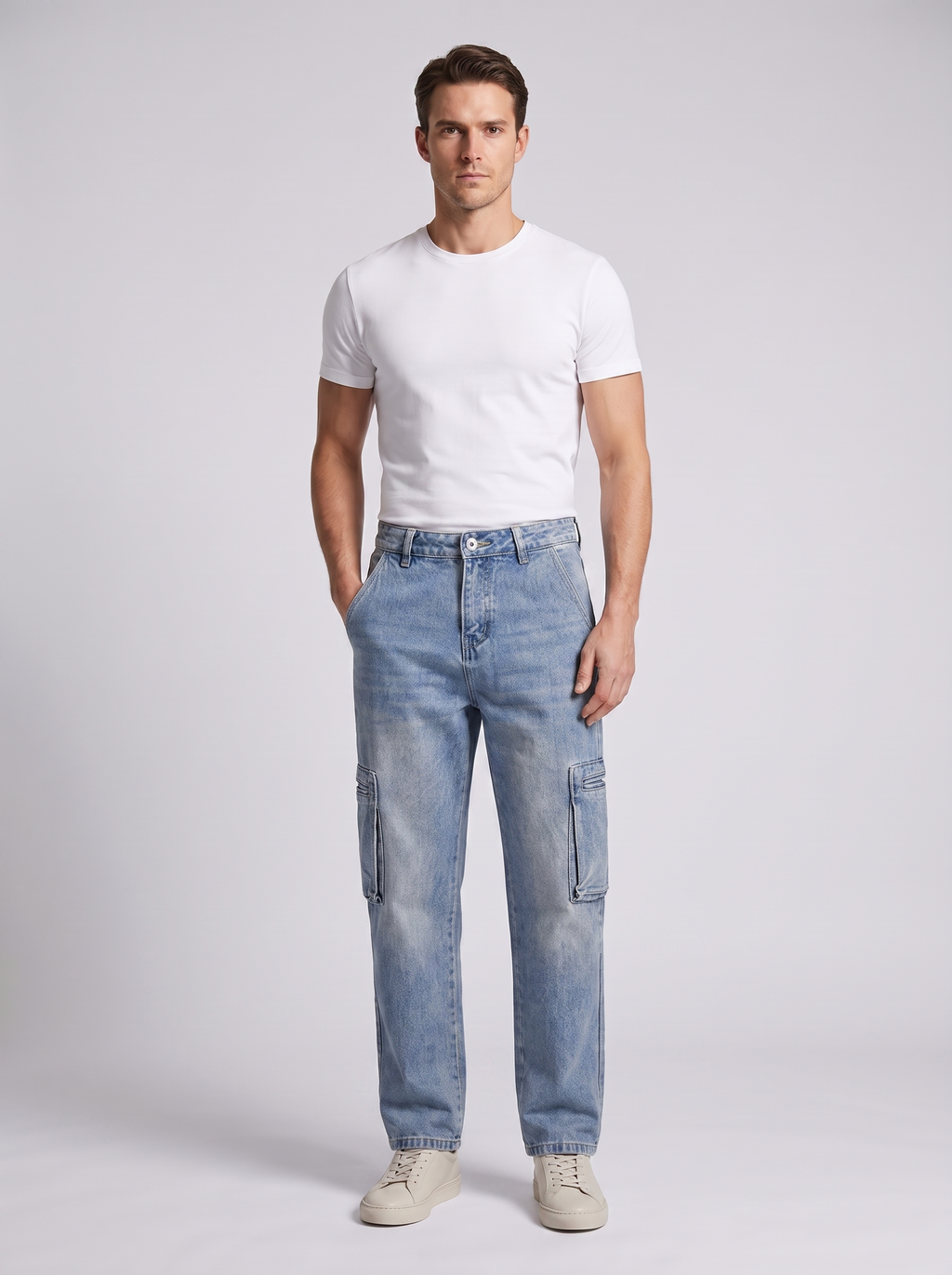 Men's Denim Cargo Jeans for Everyday Comfort