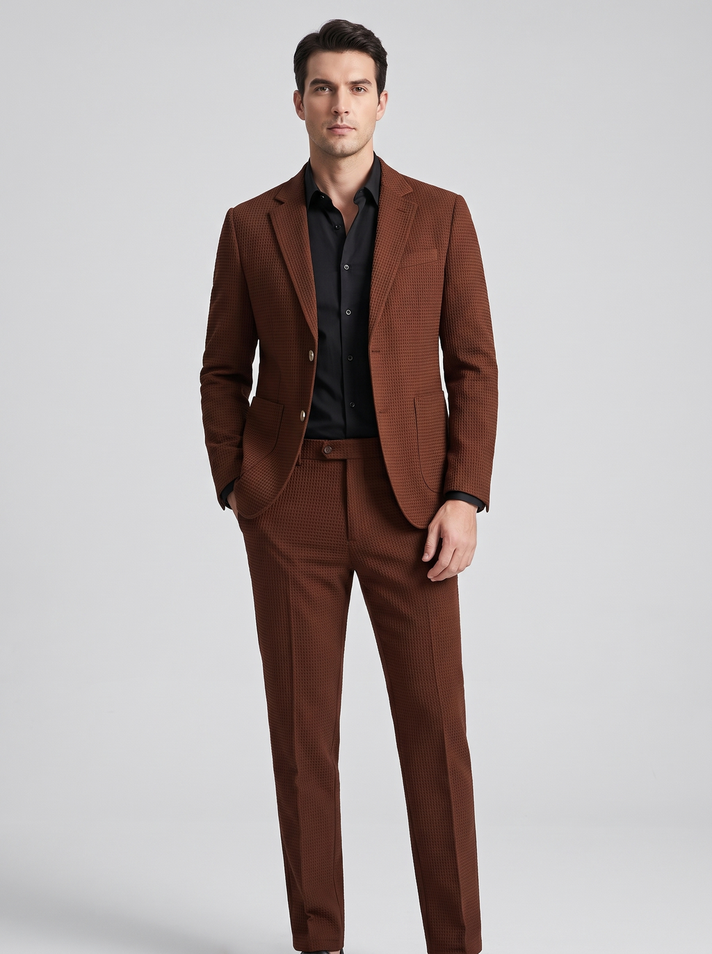 Men's Casual Waffle Pattern Suit