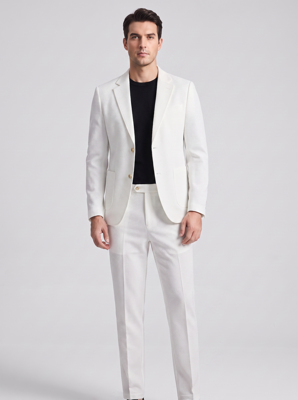 Men's Casual Waffle Pattern Suit