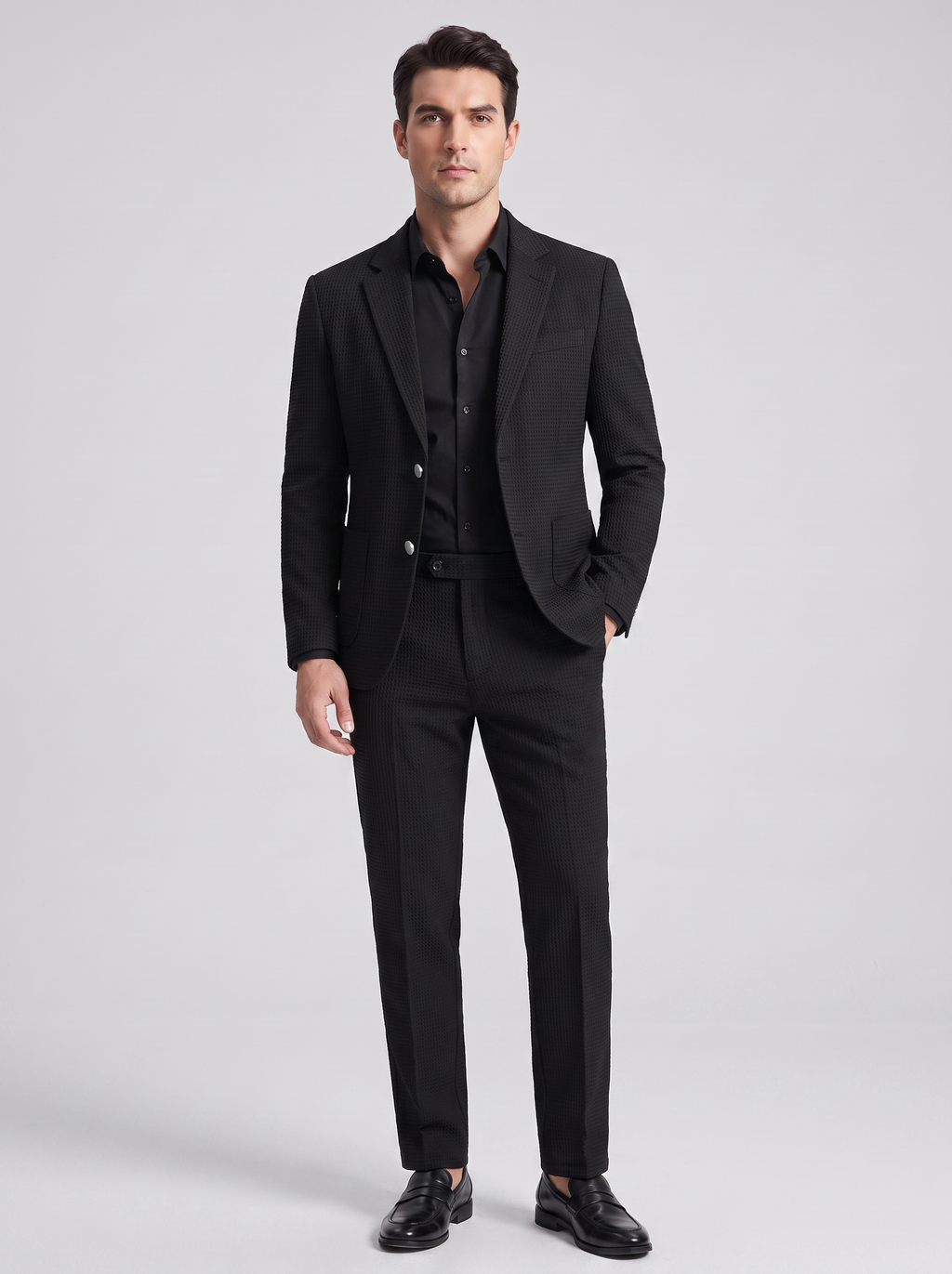 Men's Casual Waffle Pattern Suit