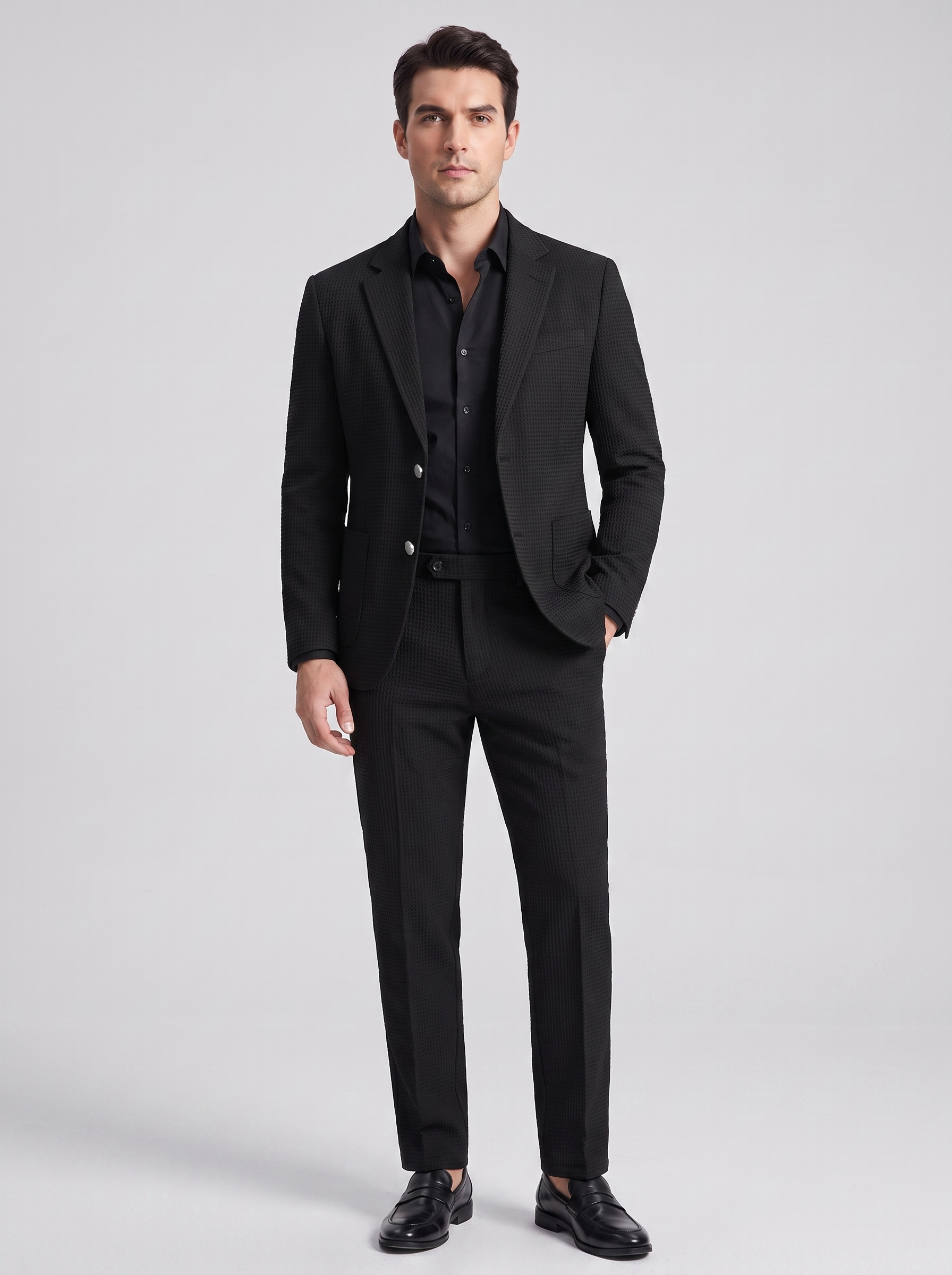 Men's Casual Waffle Pattern Suit