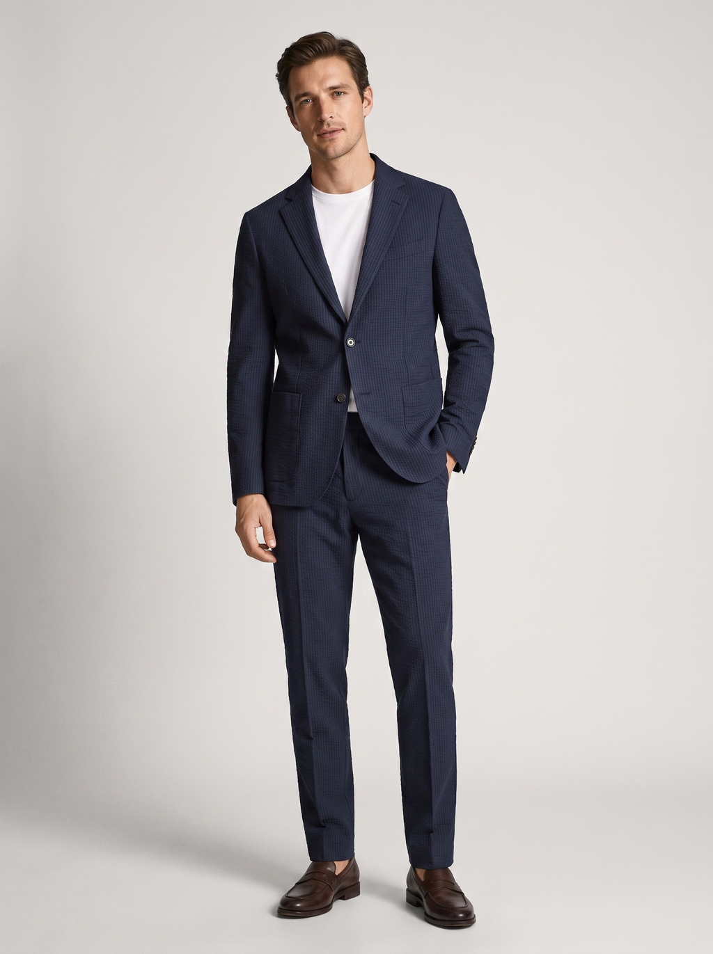 Men's Casual Waffle Pattern Suit