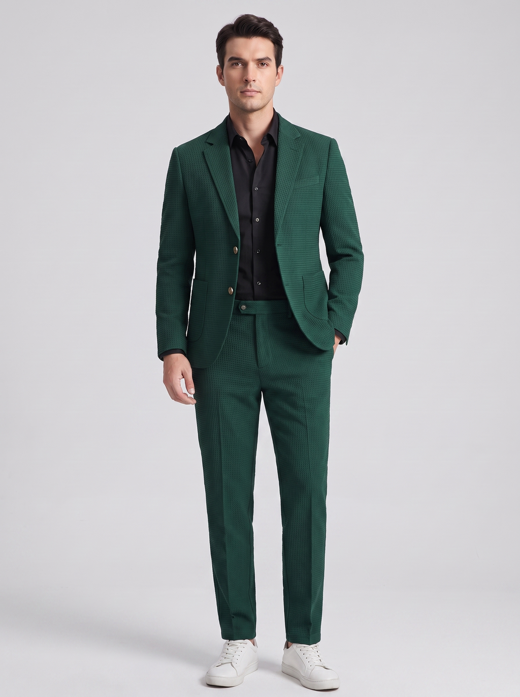 Men's Casual Waffle Pattern Suit