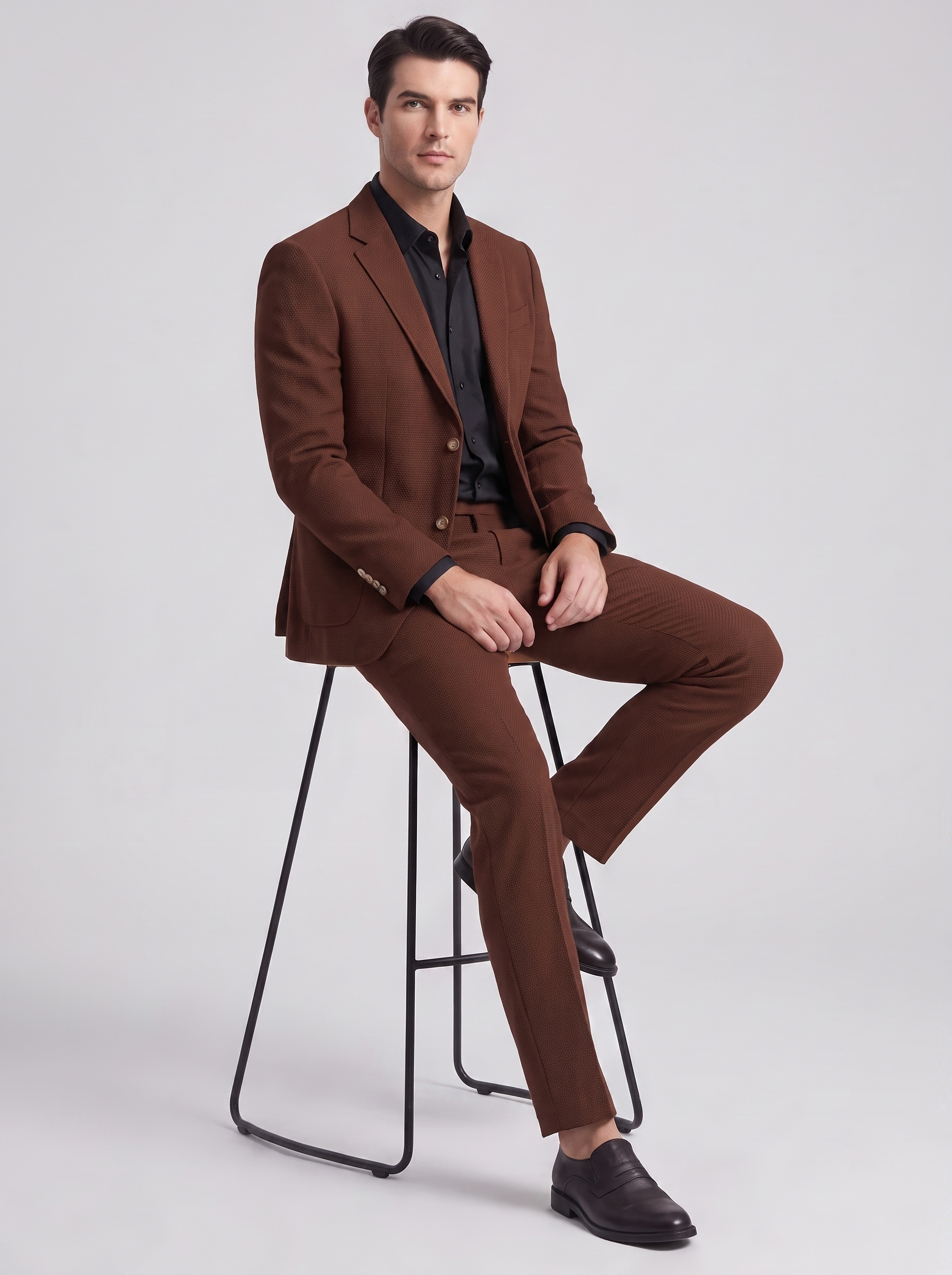 Men's Casual Waffle Pattern Suit