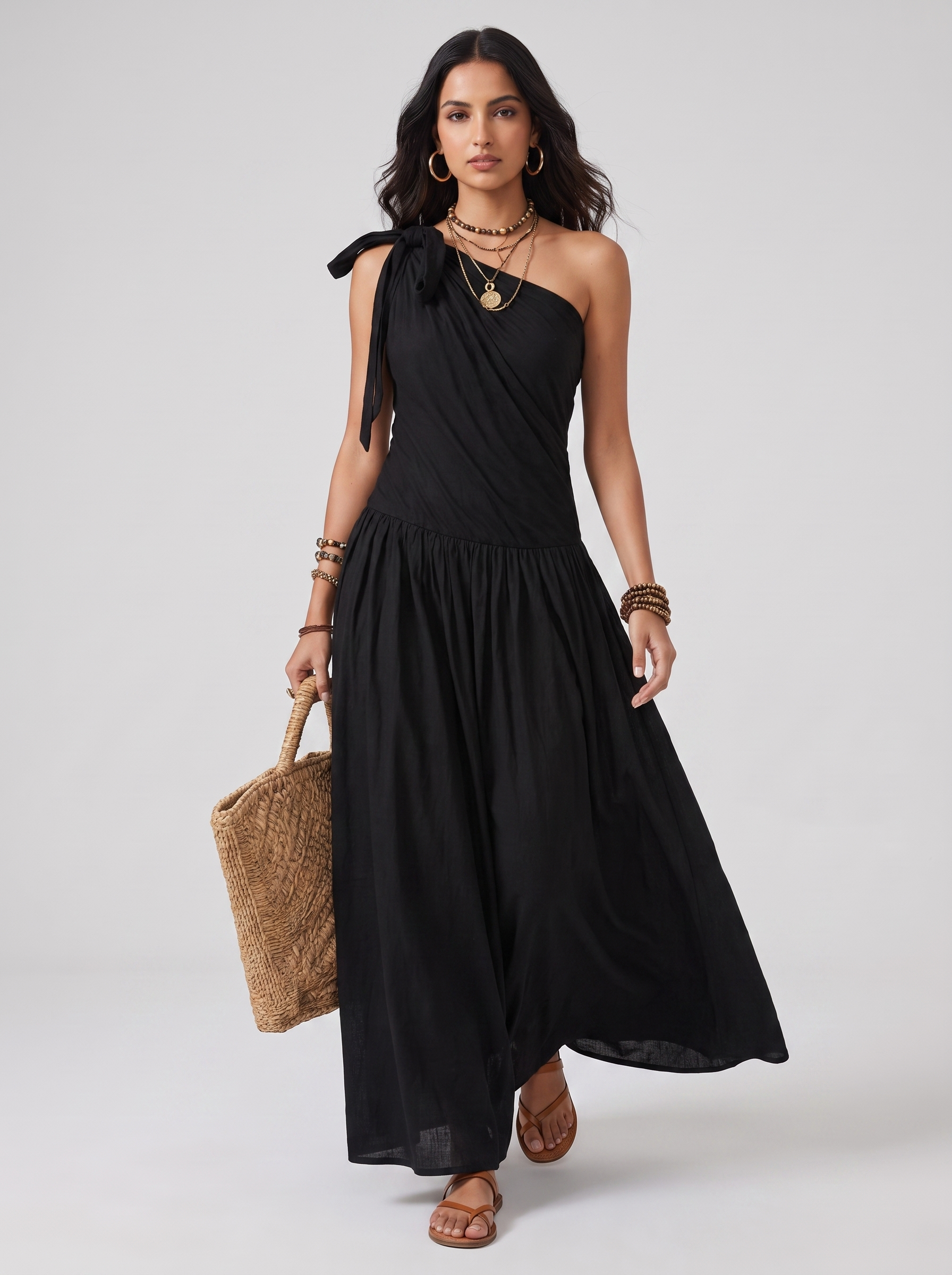 Women's Asymmetrical Maxi Dress for Summer Occasions