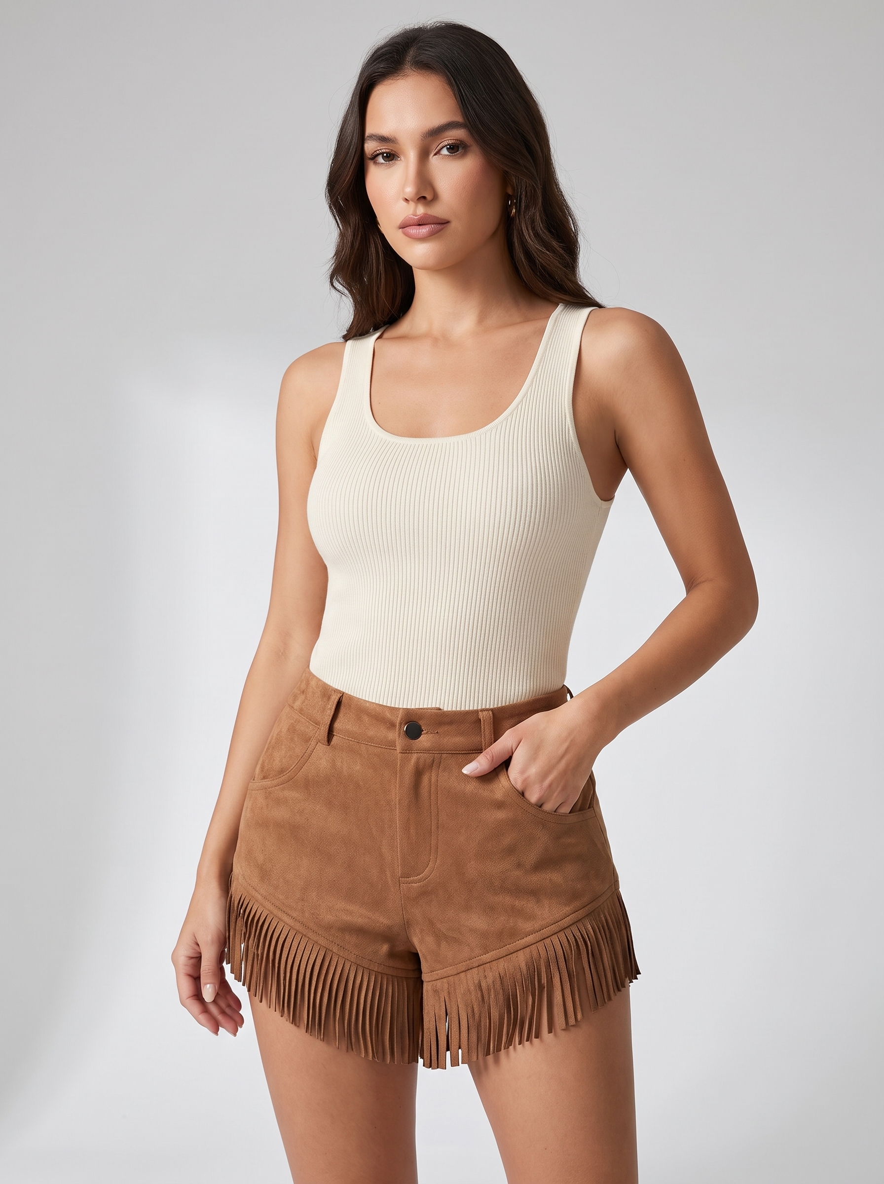 Women's Retro Western-Style Tassel Suede Shorts