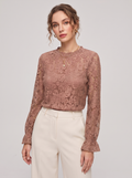 Women's Lace Hollow Long Sleeve Shirt
