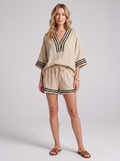 Women's Casual 2 Piece Set with Oversized Pullover and Shorts