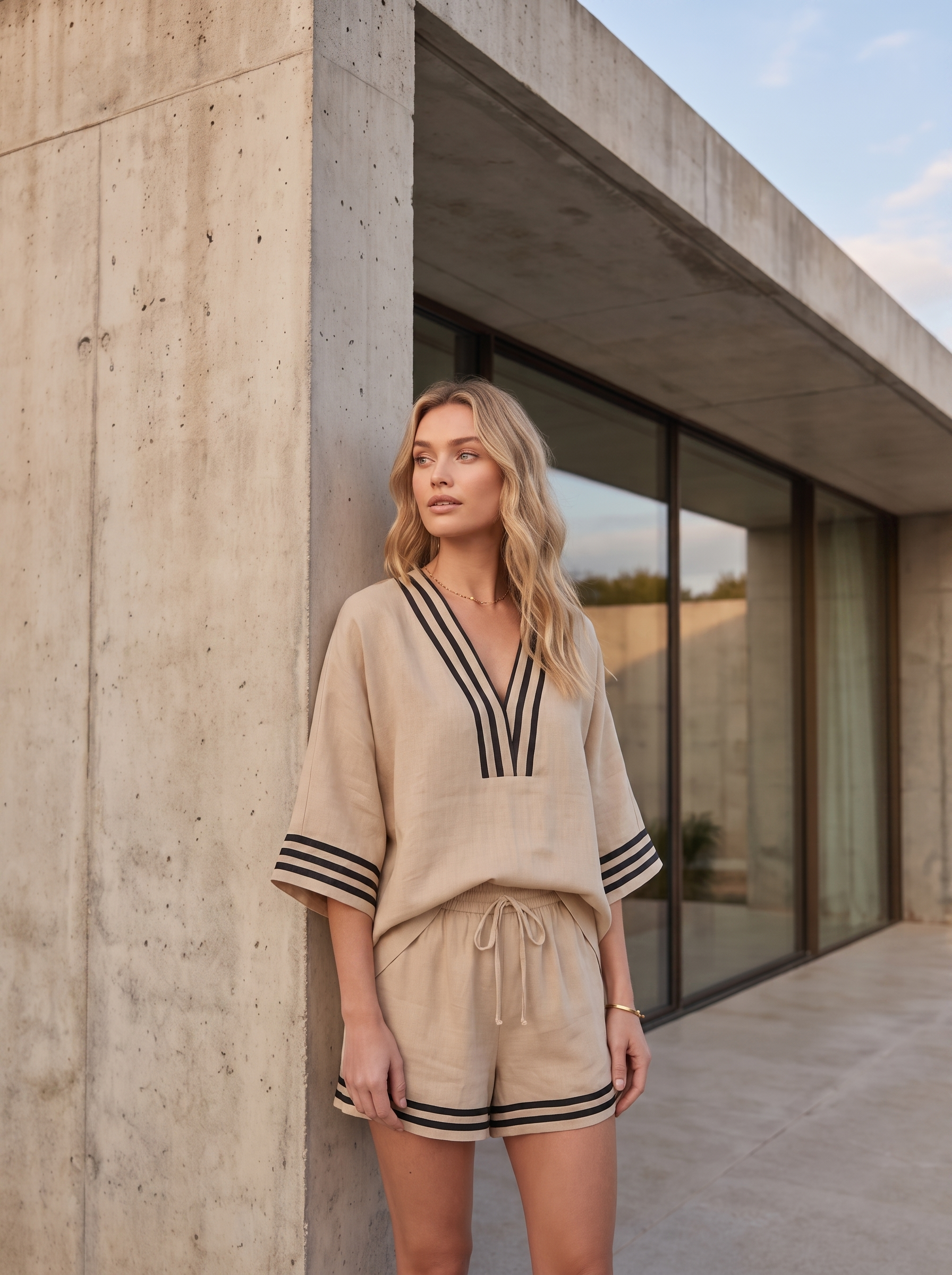 Women's Casual 2 Piece Set with Oversized Pullover and Shorts