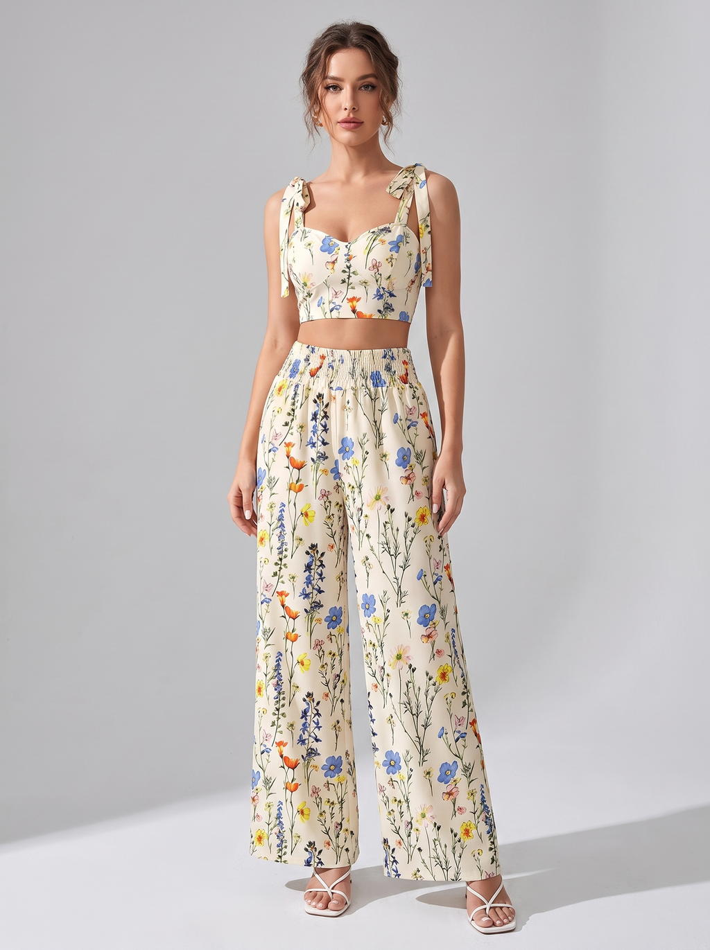 Women's Loungewear Set - Printed Camisole and Pants for Comfort