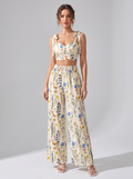 Women's Loungewear Set - Printed Camisole and Pants for Comfort