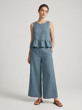Women's Ruffled Hem Tank Top and Cropped Pants Set