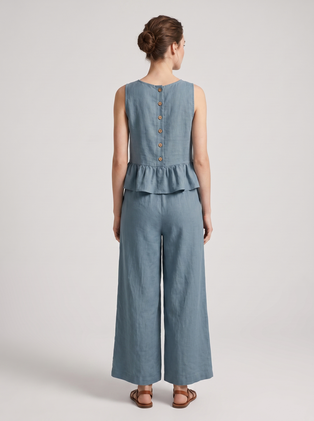 Women's Ruffled Hem Tank Top and Cropped Pants Set