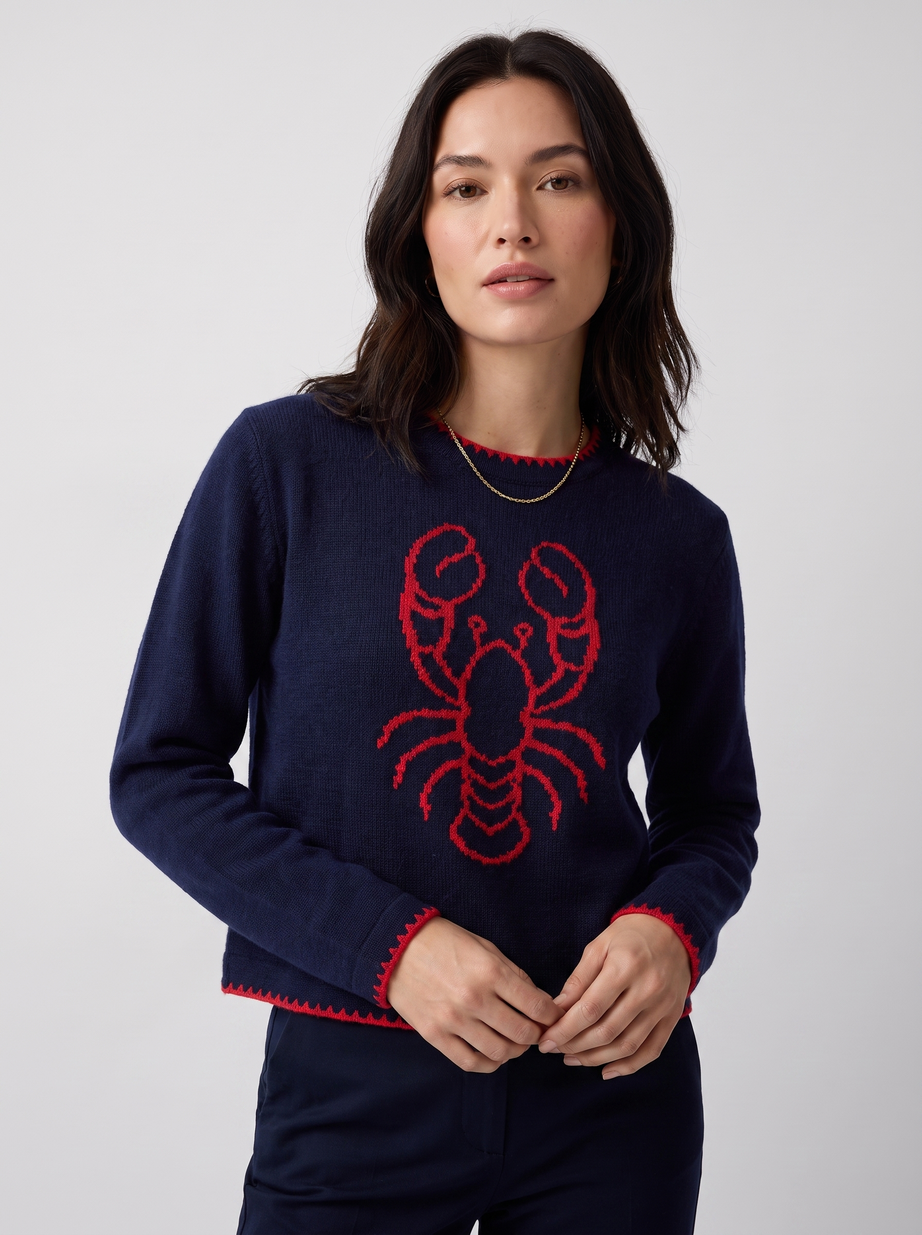 Women's Color-Block Crew Neck Sweater