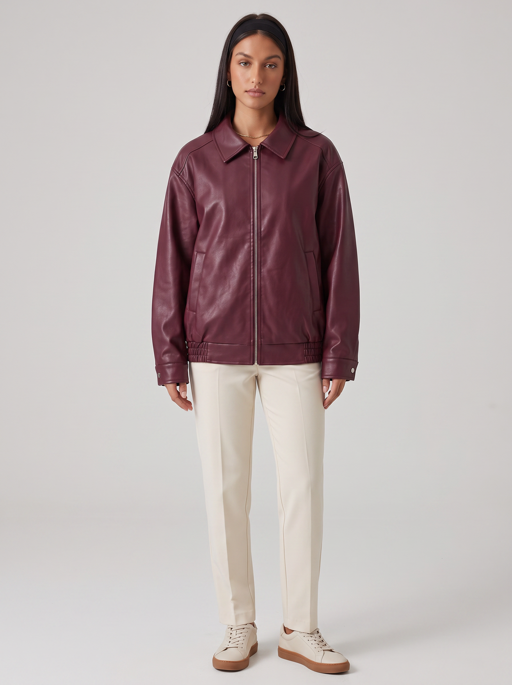 Women's Oversized Leather Jacket
