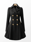 Women's Double Breasted Coat with Fold Over Collar