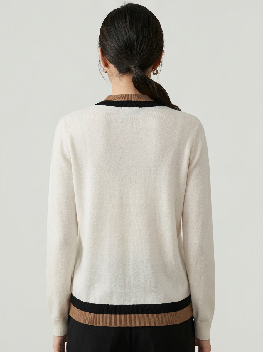 Women's Color-Block V Neck Cardigan Sweater