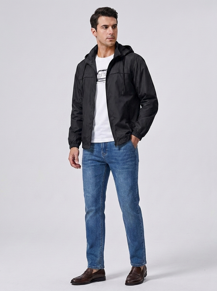 Men's Lightweight Windbreaker Jacket for Outdoor Activities