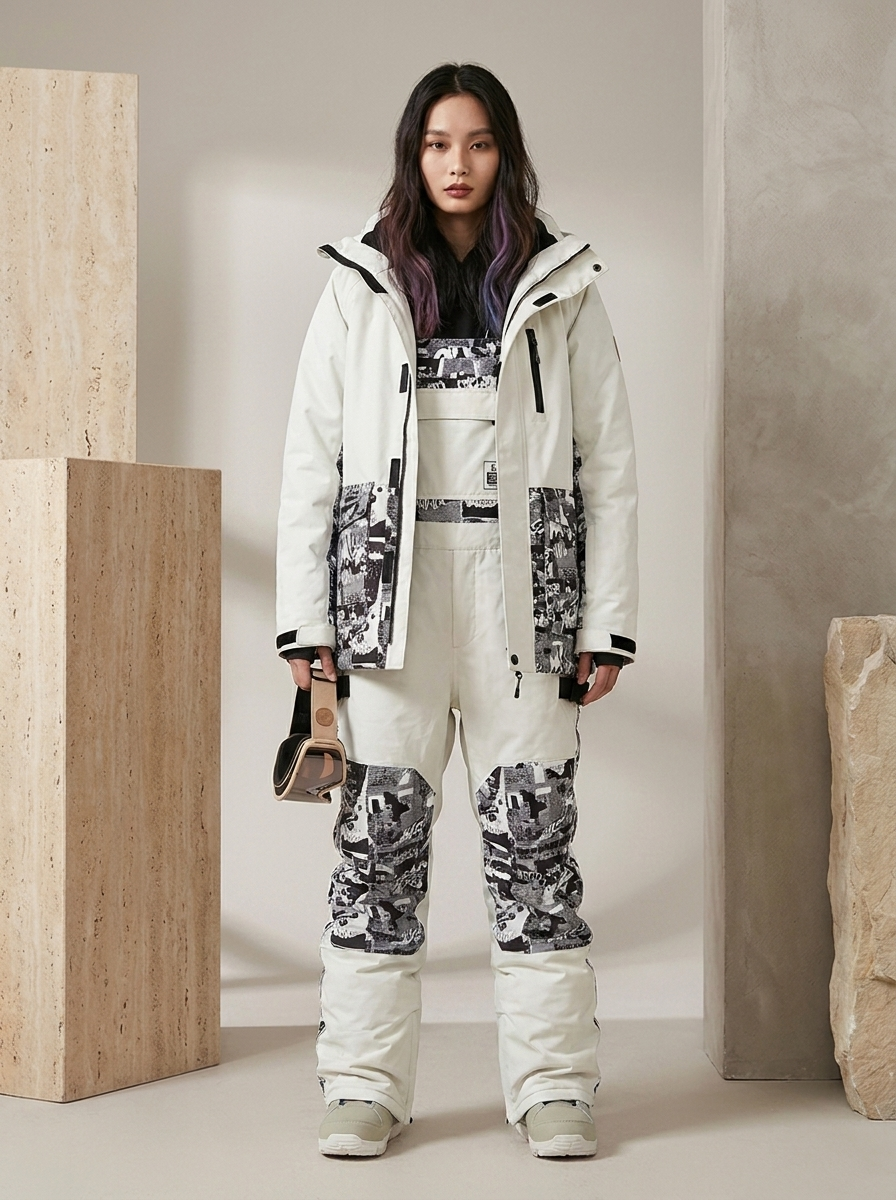 Women's Insulated Ski Suit Dungarees and Jacket - Warm Snow Suit for Winter Sports