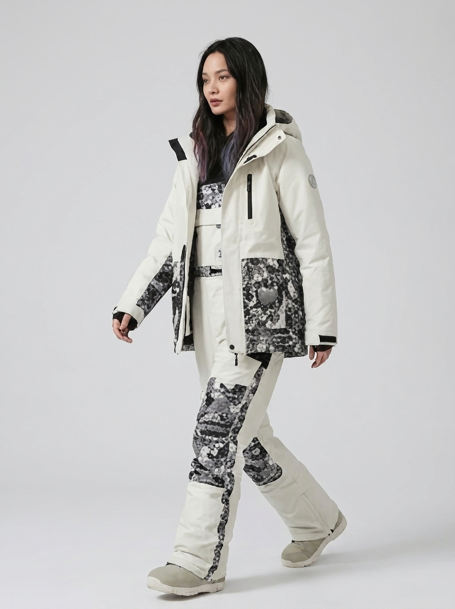 Women's Insulated Ski Suit Dungarees and Jacket - Warm Snow Suit for Winter Sports