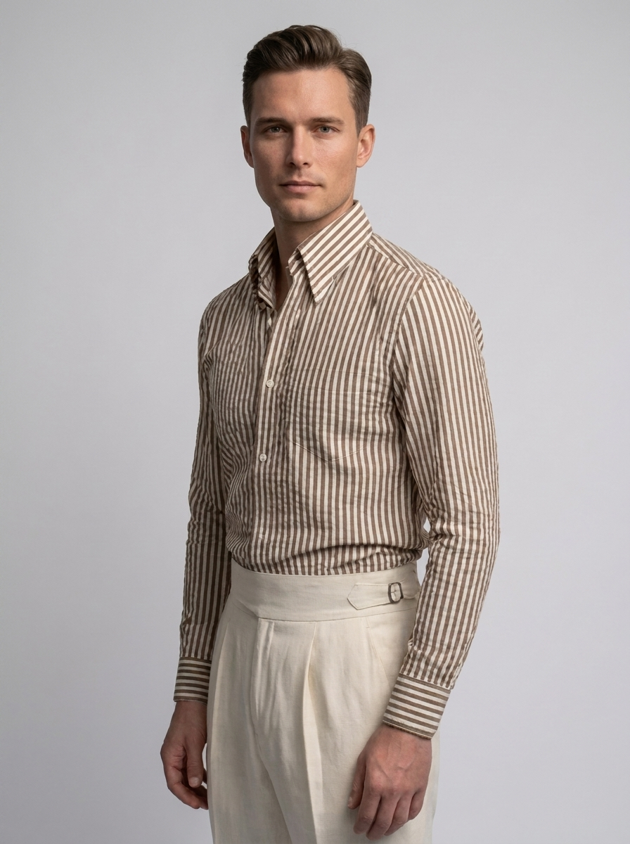 Men's Slim Fit Striped Dress Shirt