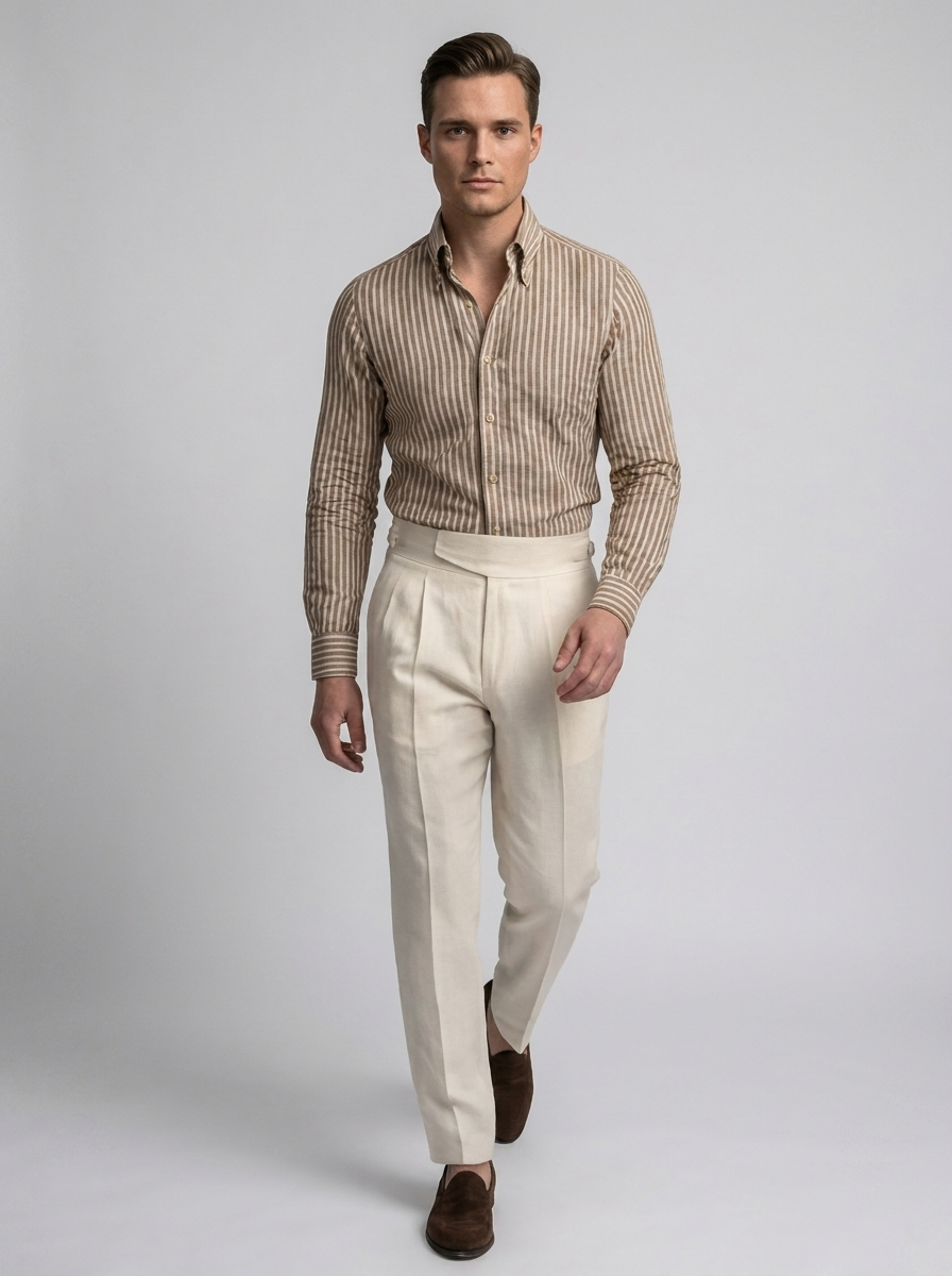 Men's Slim Fit Striped Dress Shirt
