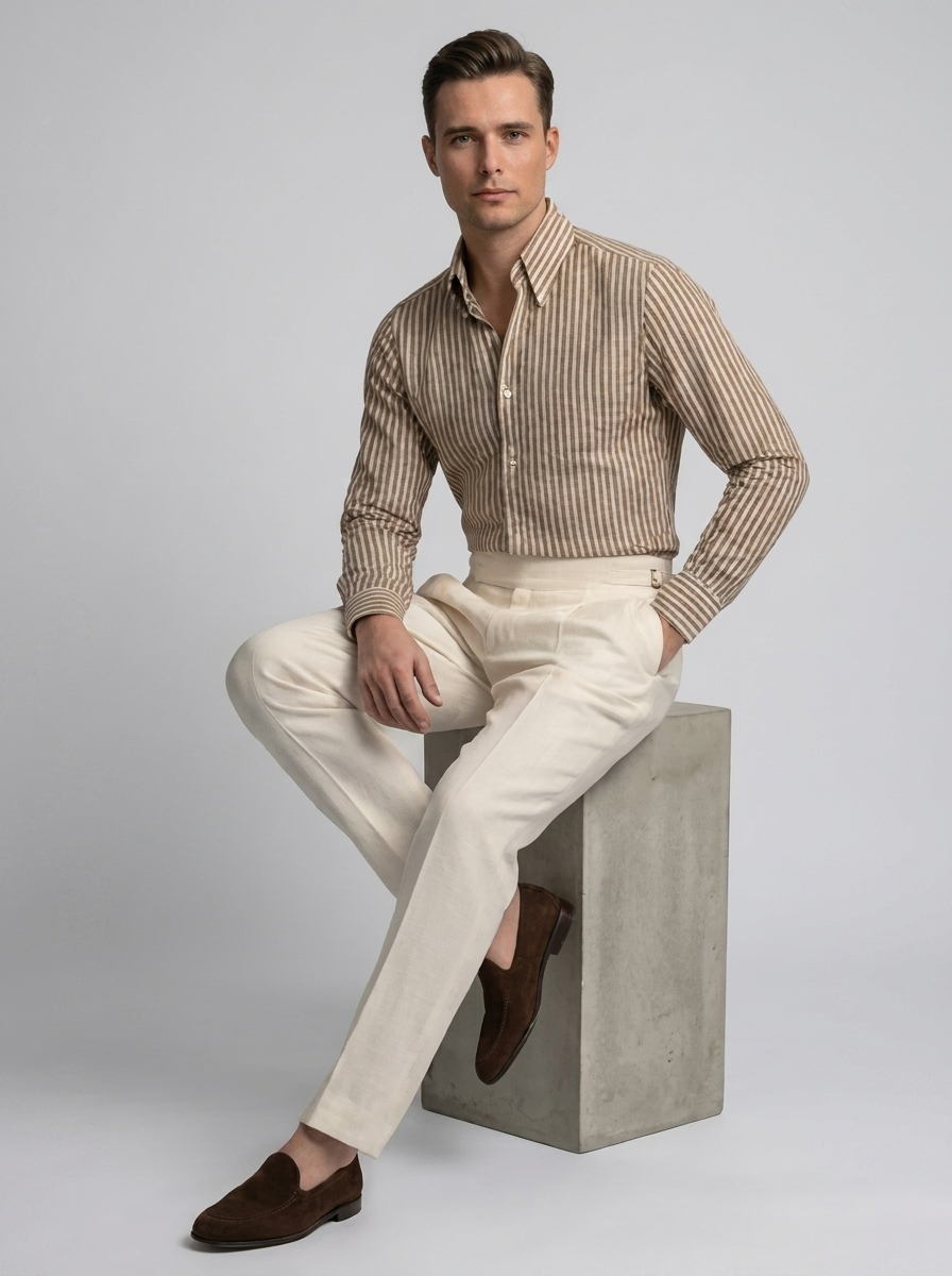 Men's Slim Fit Striped Dress Shirt