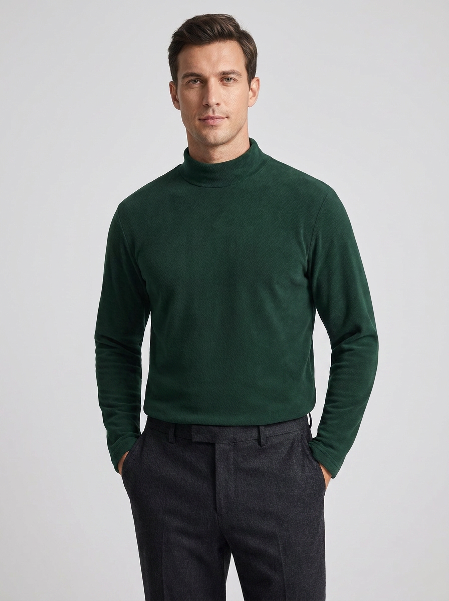 Men's Long Sleeve Undershirt with Semi-High Collar