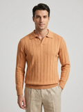 Men's V-Neck Long Sleeve Polo Sweater