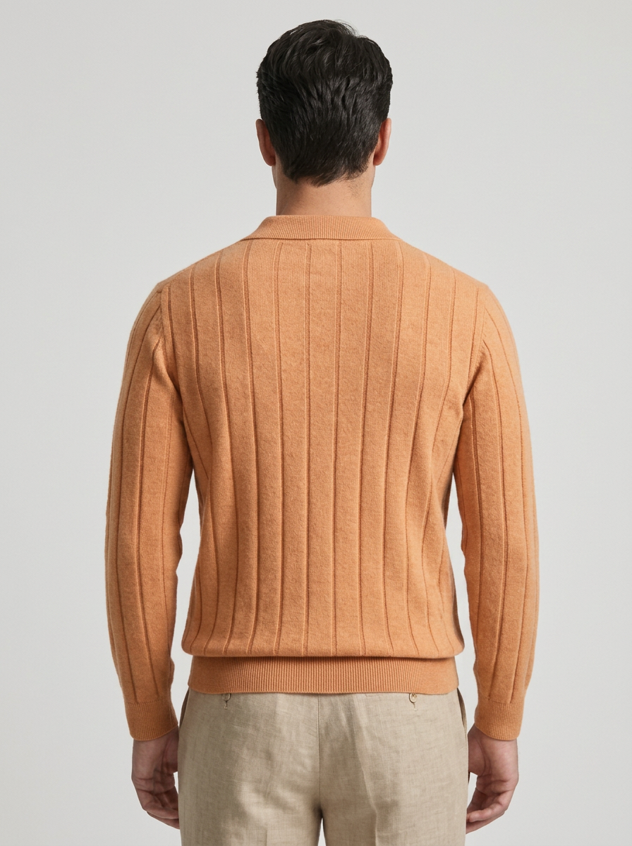 Men's V-Neck Long Sleeve Polo Sweater