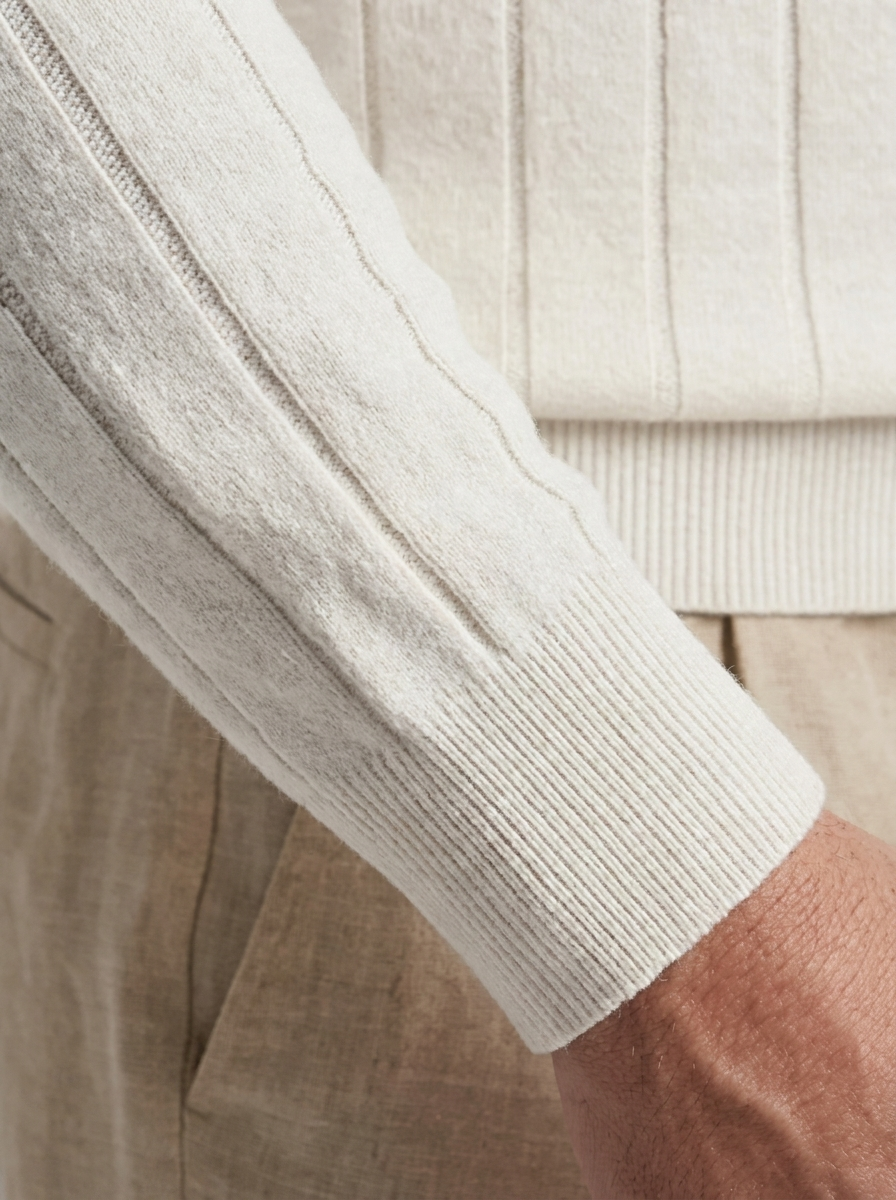 Men's V-Neck Long Sleeve Polo Sweater