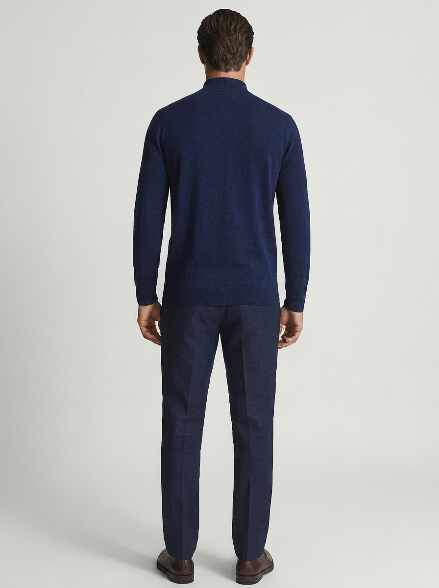 Men's Slim Fit Quarter-Zip Sweater with Stand Collar